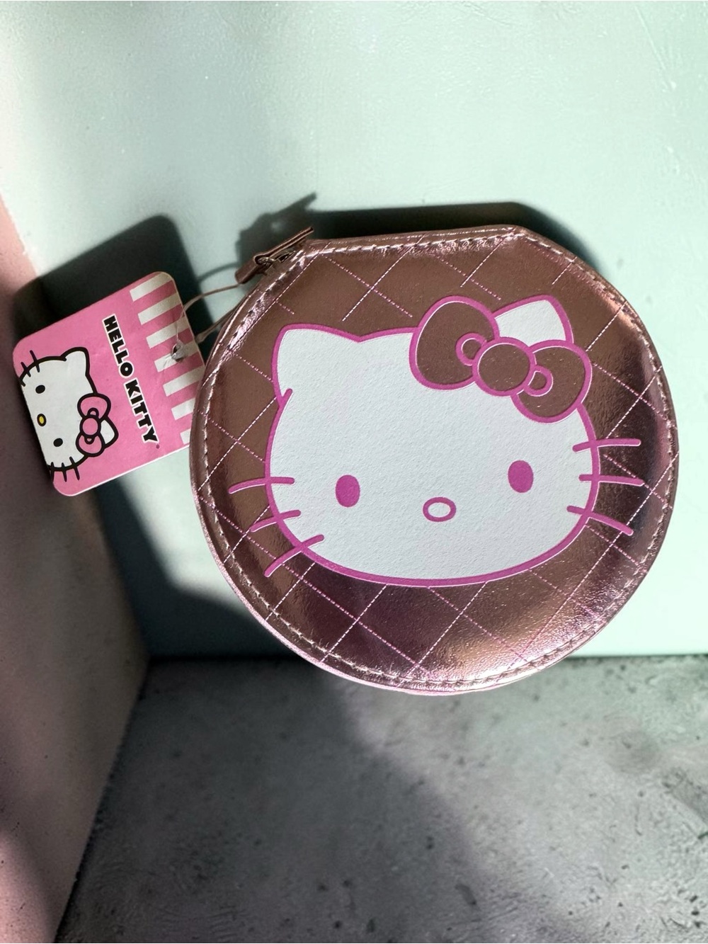 Hello Kitty Rose Metallic Round Jewelry Case NWT